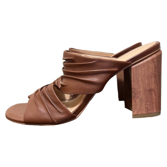 Halston Heritage Kiera brown leather pleated sandals size 8 - Picture 4 of 15